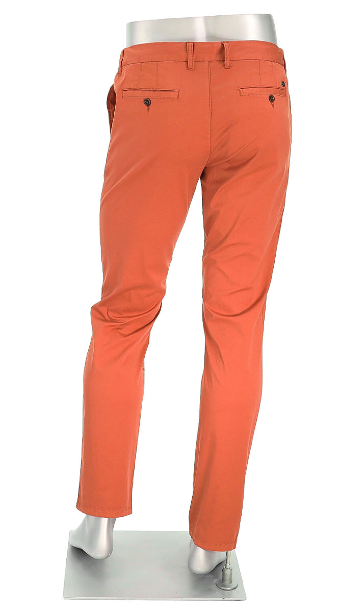 Alberto Lou Super Light Cotton Pant Brick Back View 