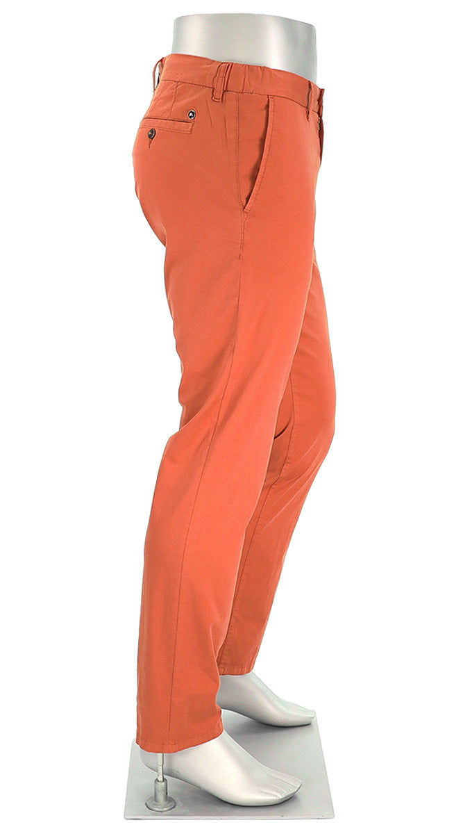 Alberto Lou Super Light Cotton Pant Brick Side View 