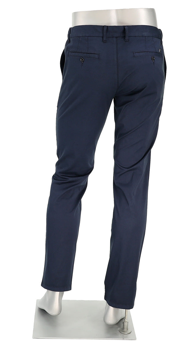 Alberto Lou Super Light Cotton Pant Navy Back View 
