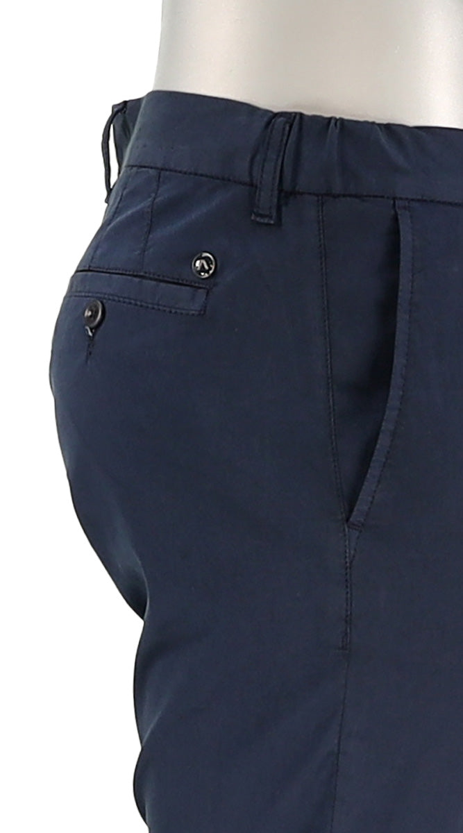 Alberto Lou Super Light Cotton Pant Navy Closer Side View 