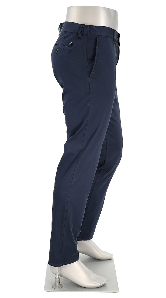 Alberto Lou Super Light Cotton Pant Navy Side View 