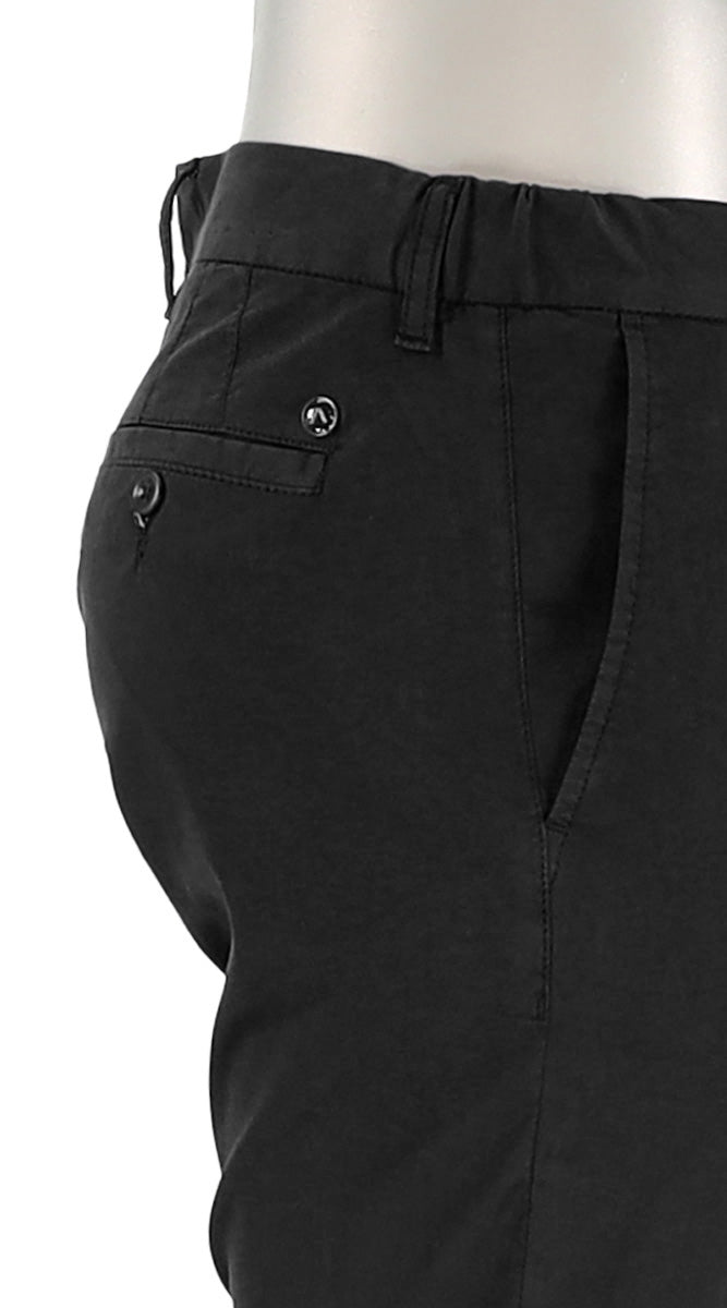 Alberto Lou Super Light Cotton Pant Black Closer Side View 