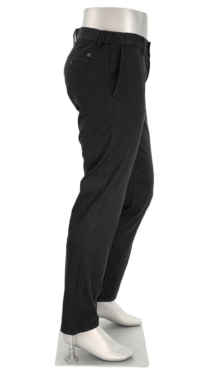 Alberto Lou Super Light Cotton Pant Black Side View 