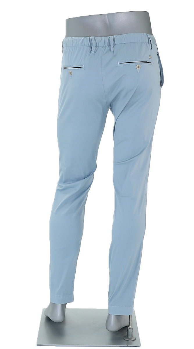 Alberto Cotton Super Light Slim Pant Blue Back View