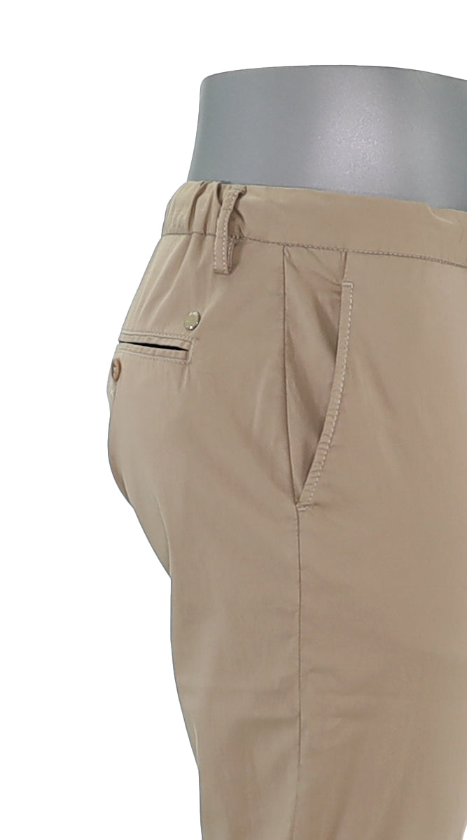 Alberto Cotton Super Light Slim Pant Tan Closer View