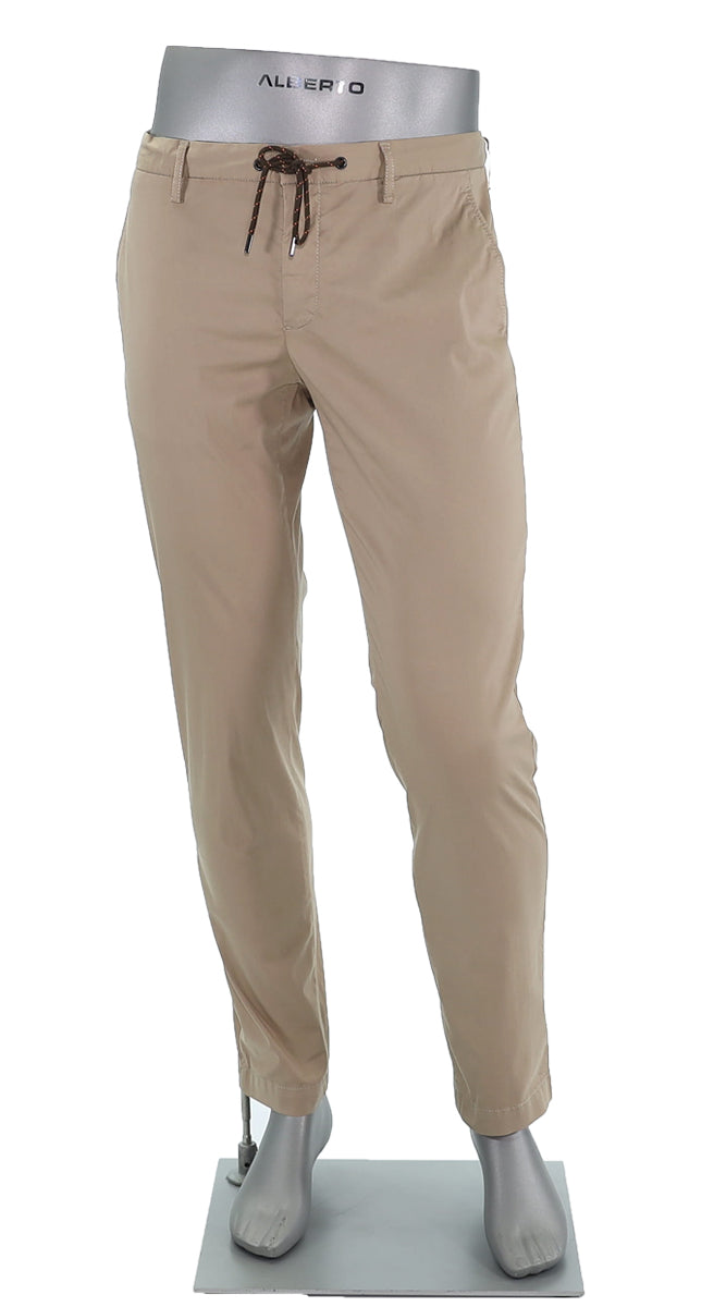 Alberto Cotton Super Light Slim Pant Tan - Alberto Pants USA
