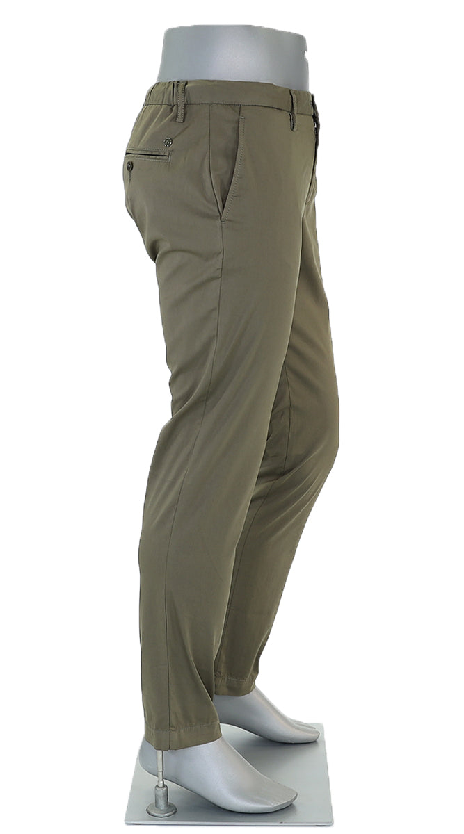 Alberto Cotton Super Light Slim Pant Olive Side View