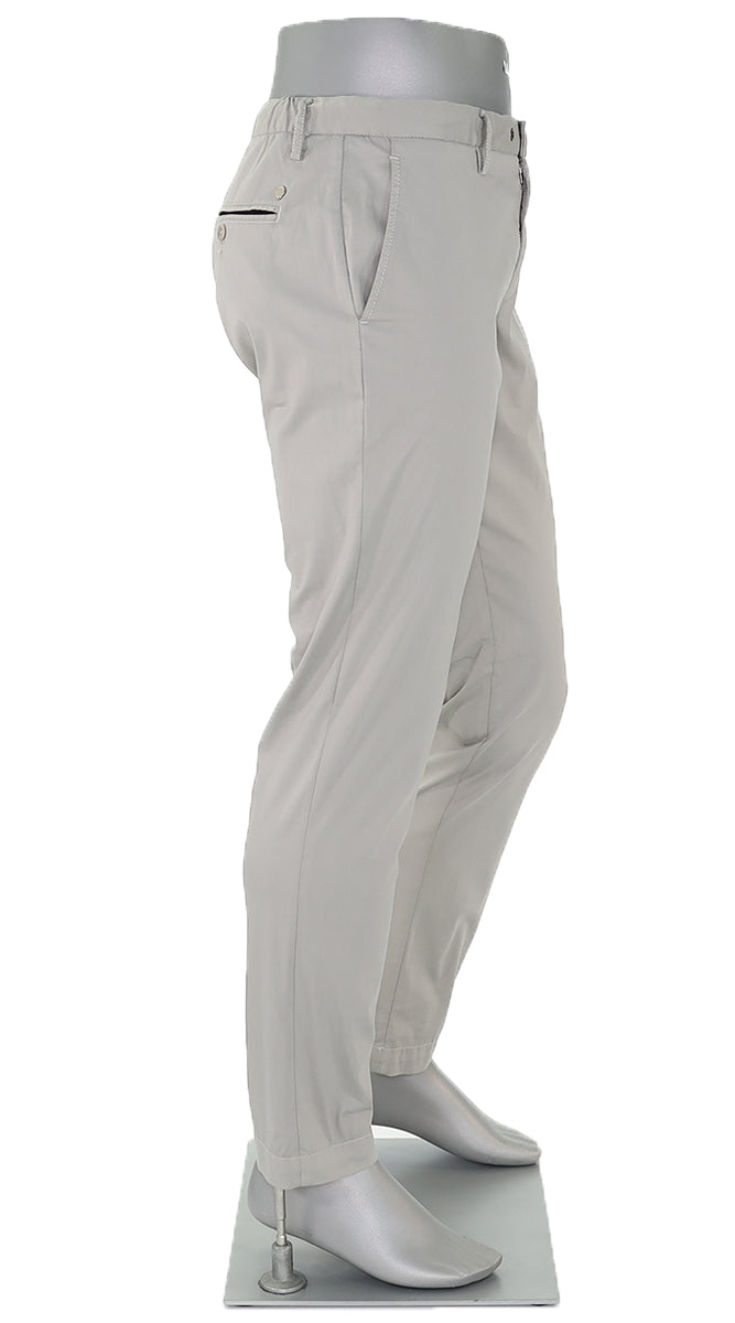Alberto Cotton Super Light Slim Pant Stone Side View 