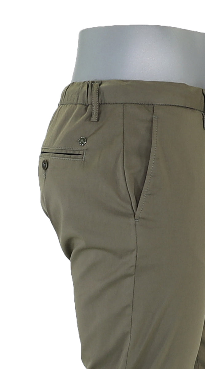 Alberto Cotton Super Light Slim Pant Olive Closer View