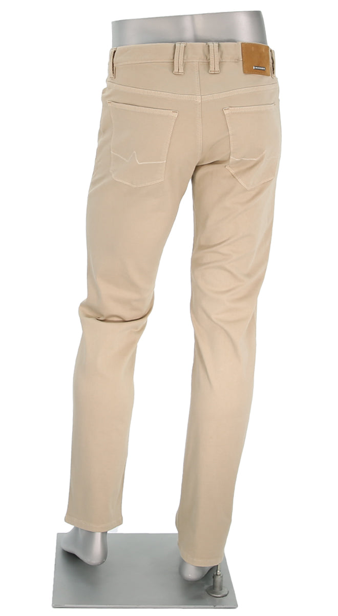 Alberto Pipe Stretch Colored Denim Lt Khaki Back View 