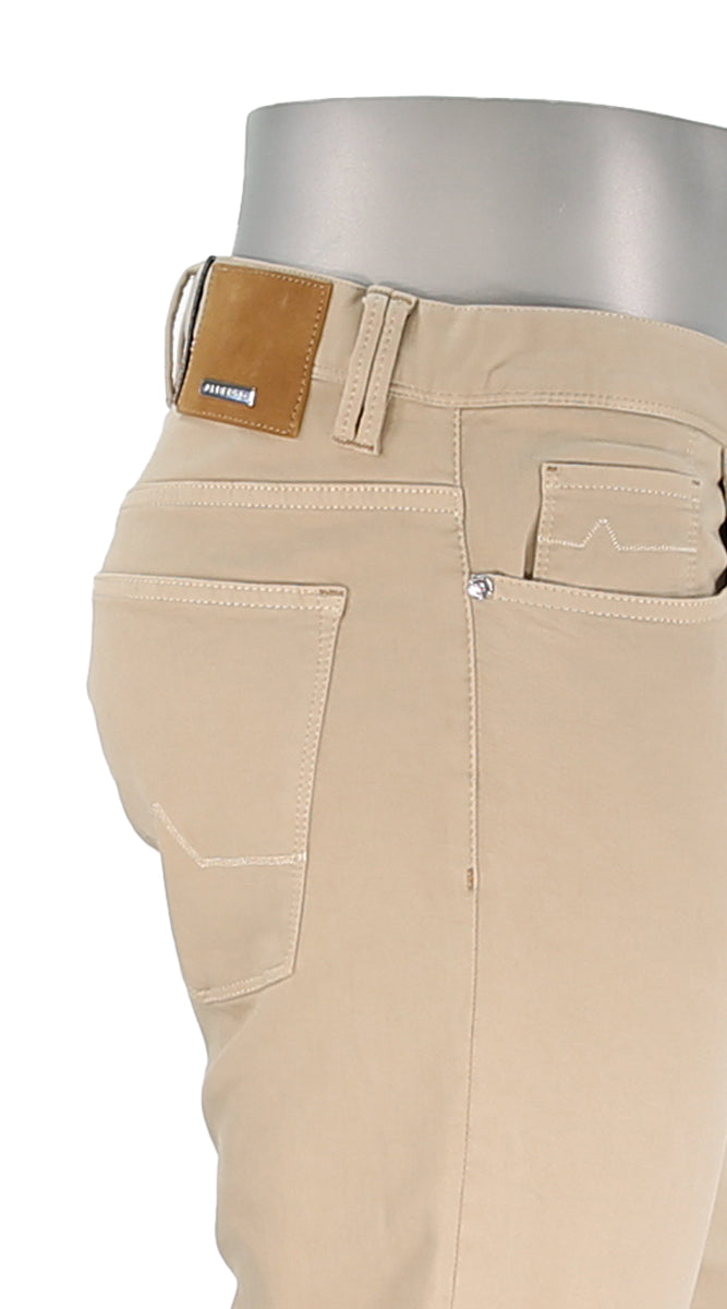 Alberto Pipe Stretch Colored Denim Lt Khaki Closer Side View 