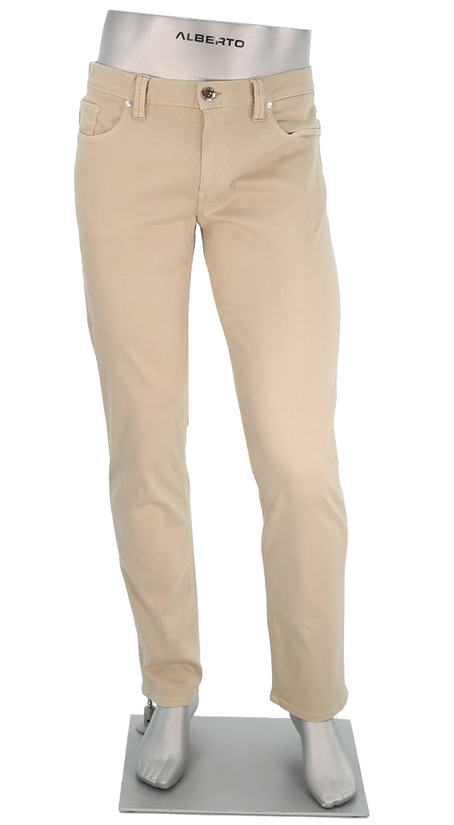 Alberto Pipe Stretch Colored Denim Lt Khaki - Alberto Pants USA