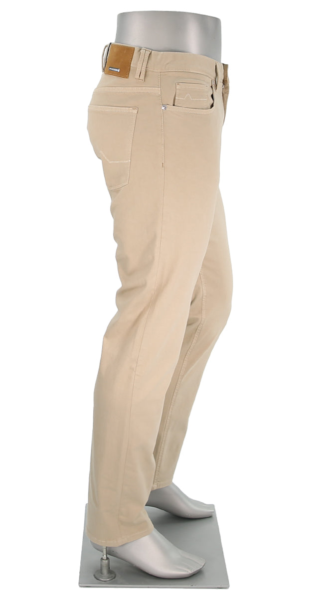 Alberto Pipe Stretch Colored Denim Lt Khaki Side View 