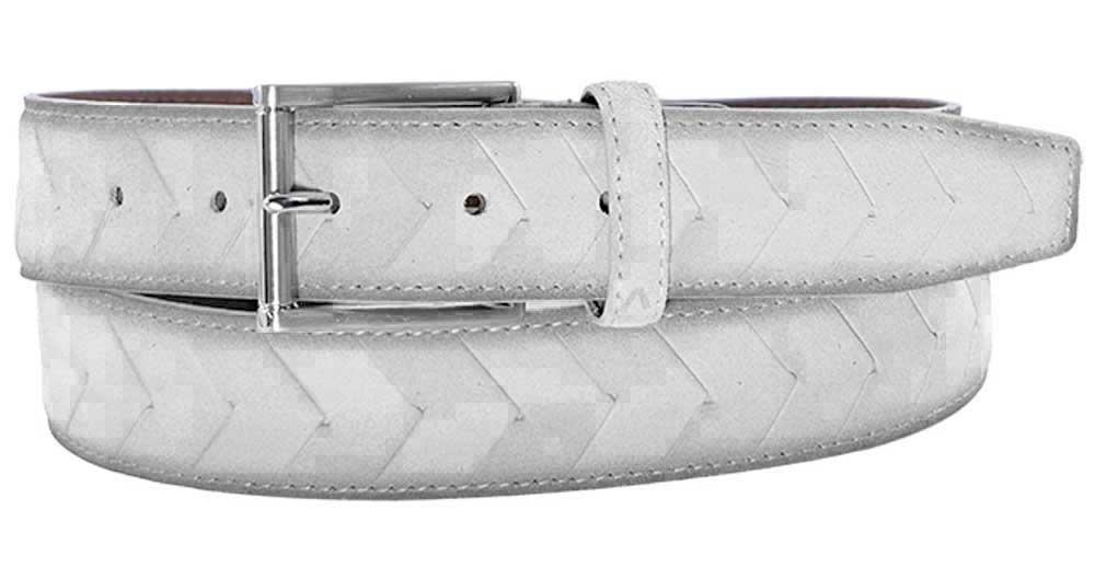 Alberto Hugo Leather Belt Light Grey