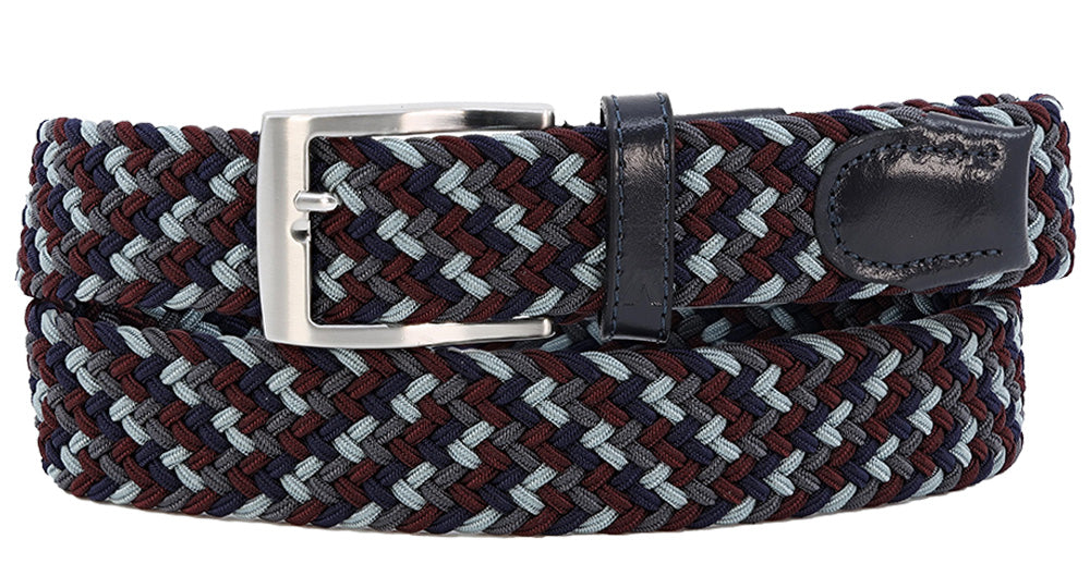Alberto Luca Stretch Belt Red/Navy/Grey - Alberto Belts USA