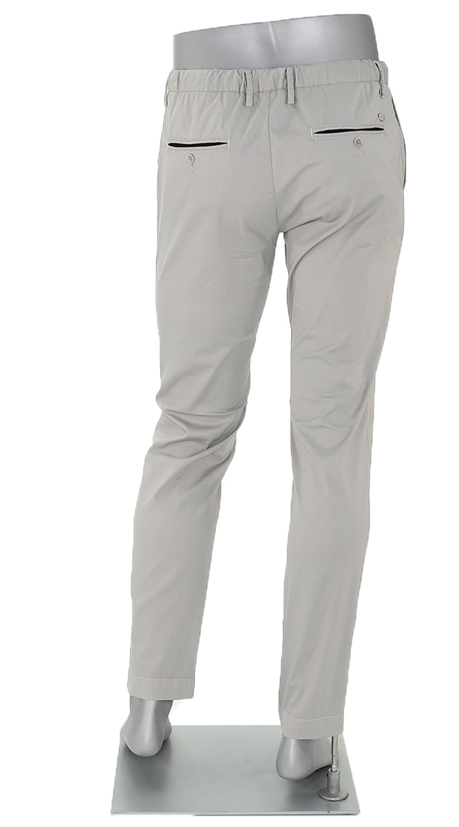 Alberto Cotton Super Light Slim Pant Stone Back View