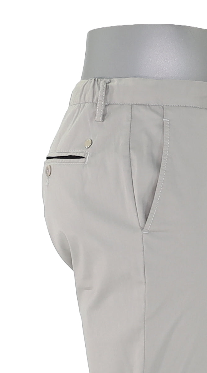 Alberto Cotton Super Light Slim Pant Stone Closer View