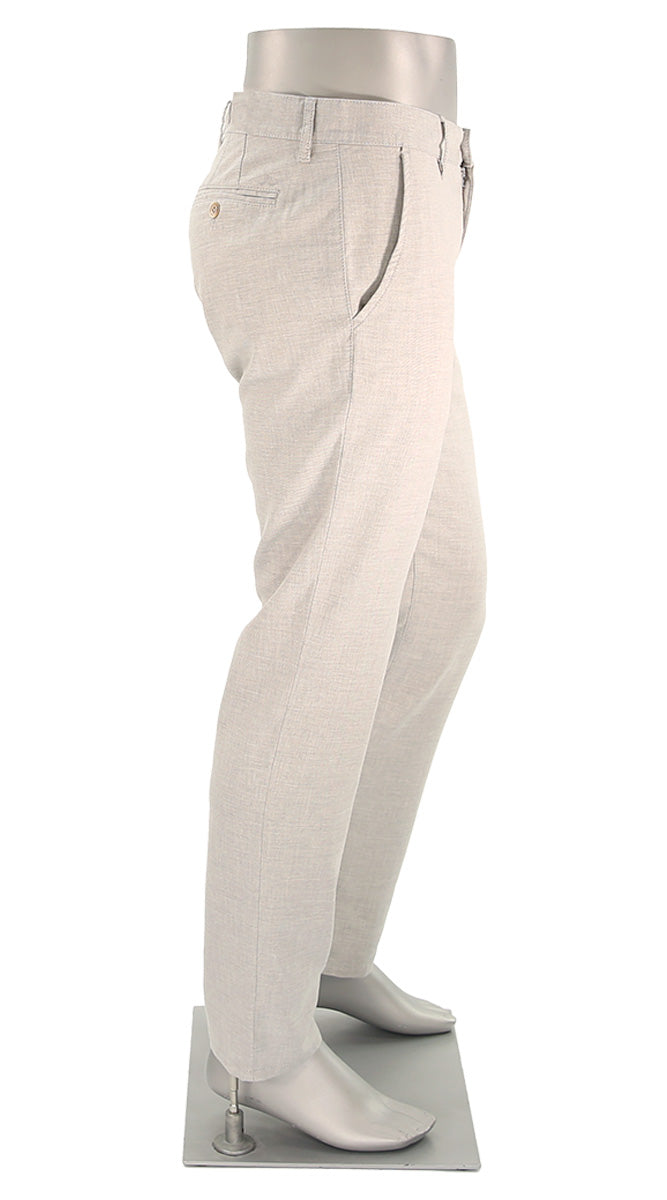 Alberto Lou Linen Blend Lt. Silver Grey Pants Side View 