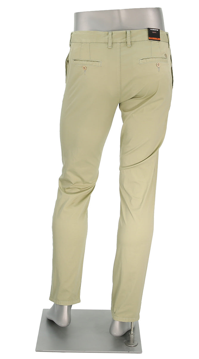 Alberto Lou Super Light Cotton Pant Sage Back View 