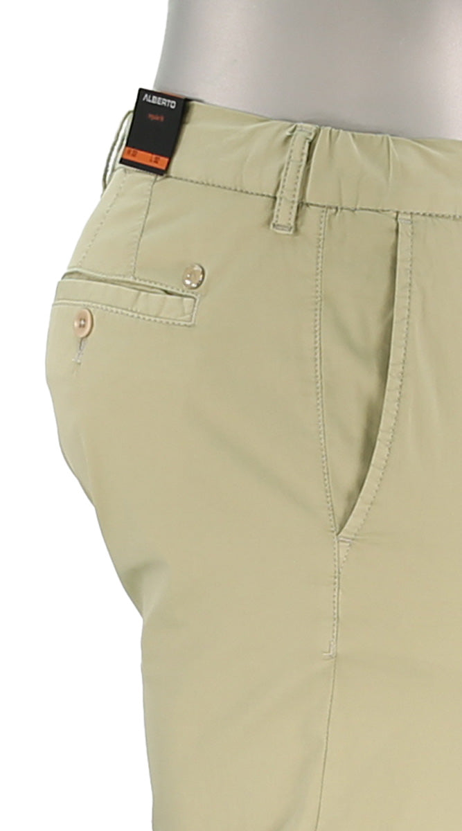 Alberto Lou Super Light Cotton Pant Sage Closer Side View 
