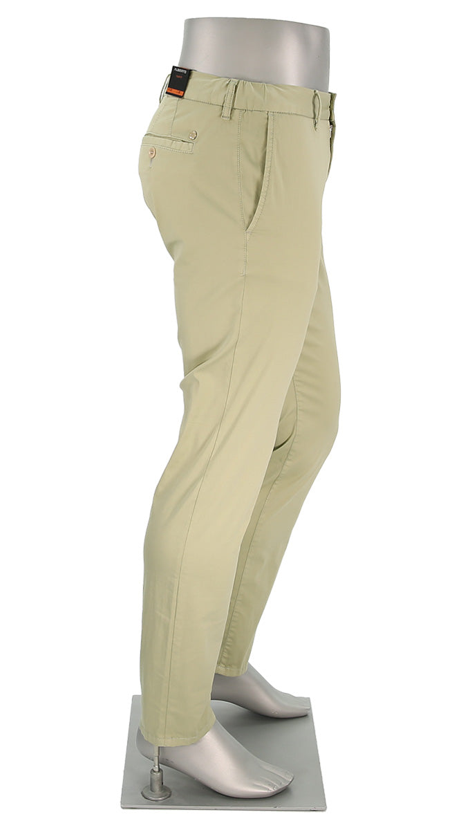 Alberto Lou Super Light Cotton Pant Sage Side View 