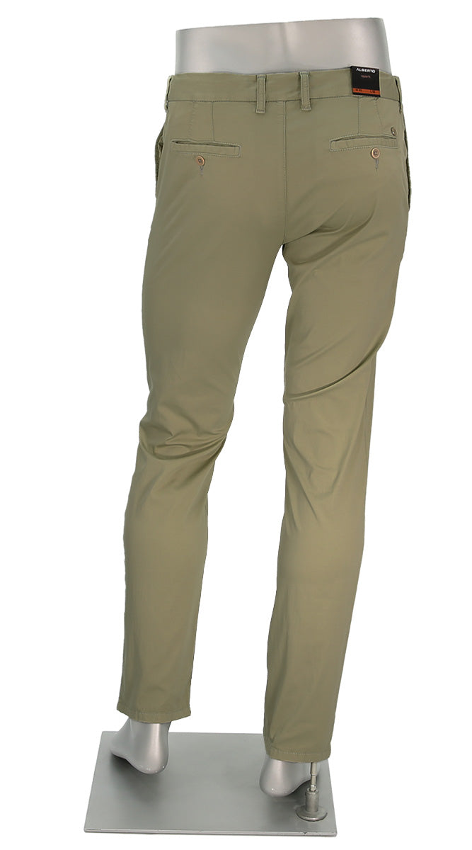 Alberto Lou Super Light Cotton Pant Military Back View