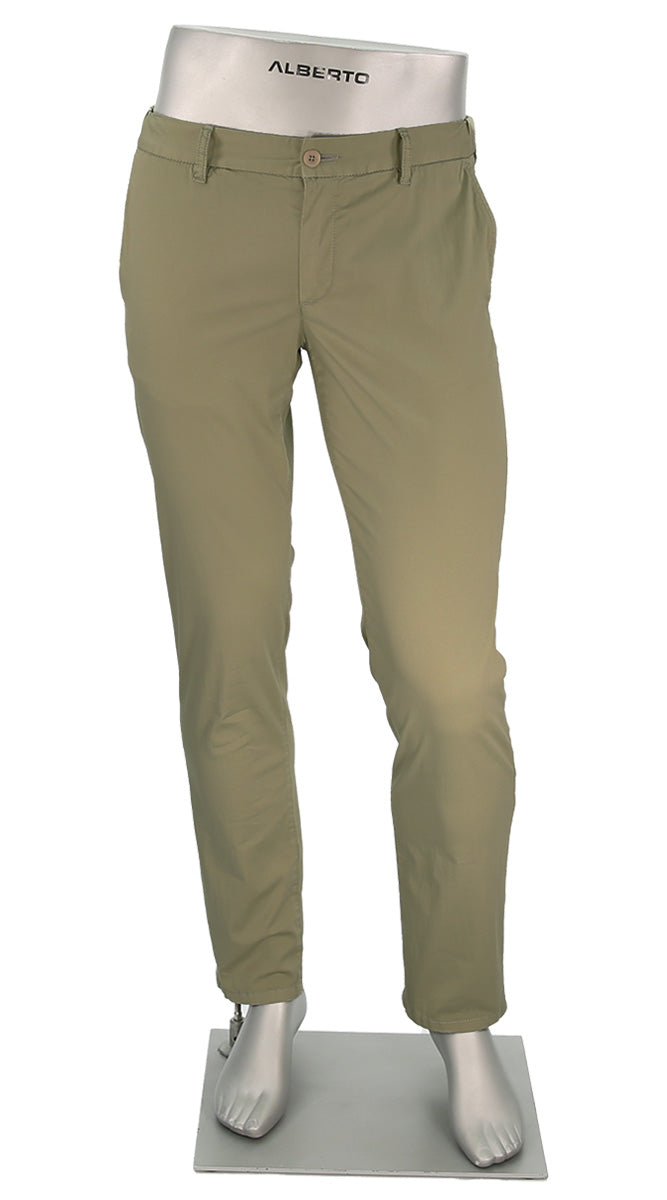 Alberto Lou Super Light Cotton Pant Military - Alberto Pants USA
