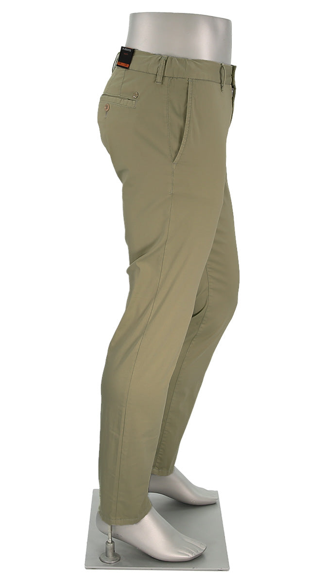 Alberto Lou Super Light Cotton Pant Military Side View