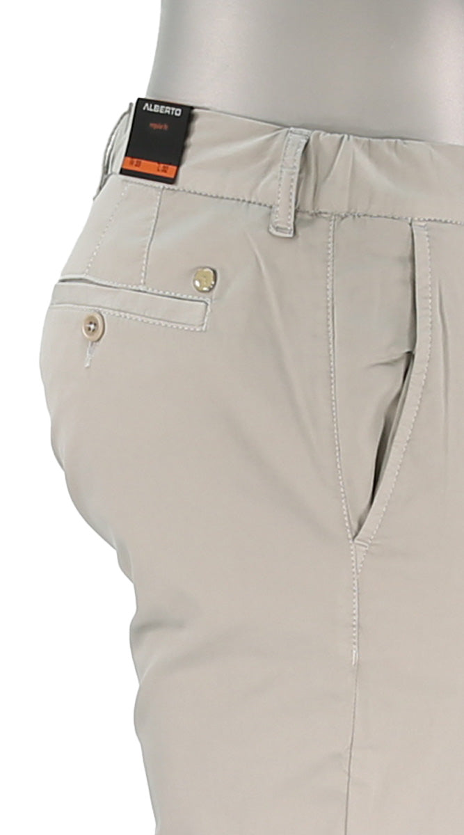 Alberto Lou Super Light Cotton Pant Stone Closer Side View 