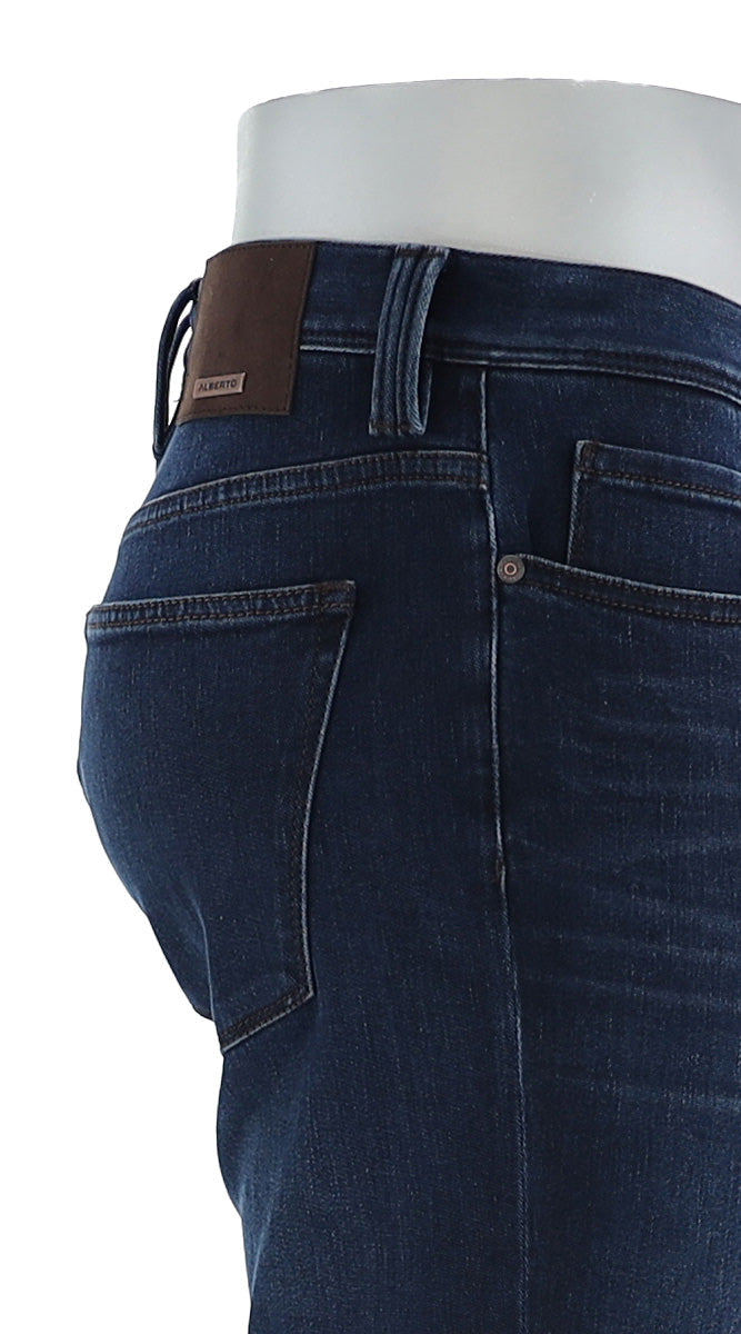 Alberto Pipe Superfit Dual Fx Soft Hand Denim Indigo Closer Side View