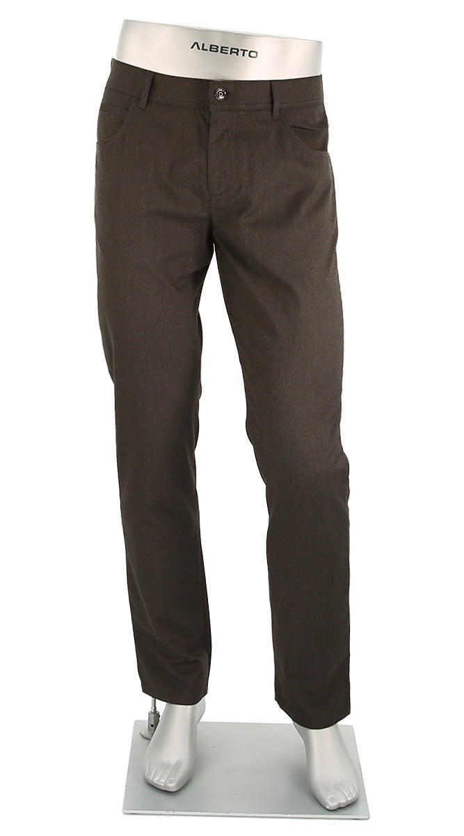 Alberto Pipe Textured Ceramica Brown - Alberto Pants USA