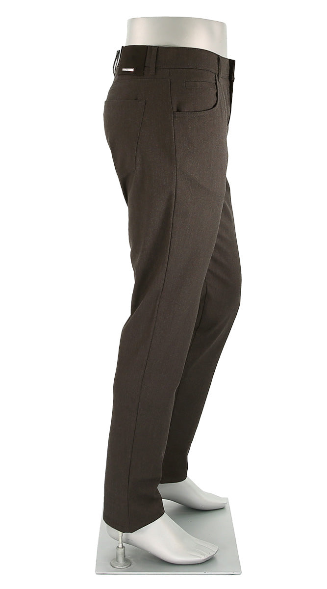 Alberto Textured Ceramica Brown Pants Side View