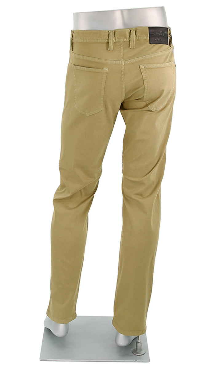Alberto Pipe Stretch Colored Denim Camel Pants Back View 