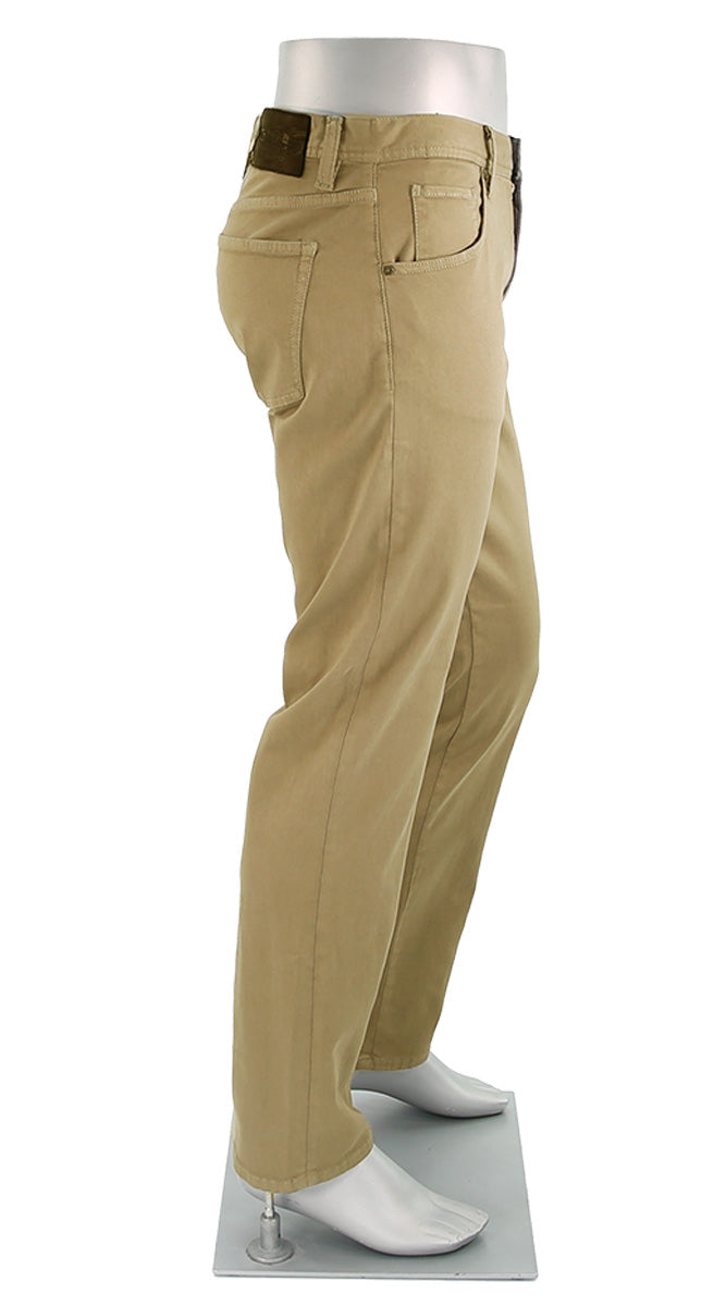 Alberto Pipe Stretch Colored Denim Camel Pants Side View 