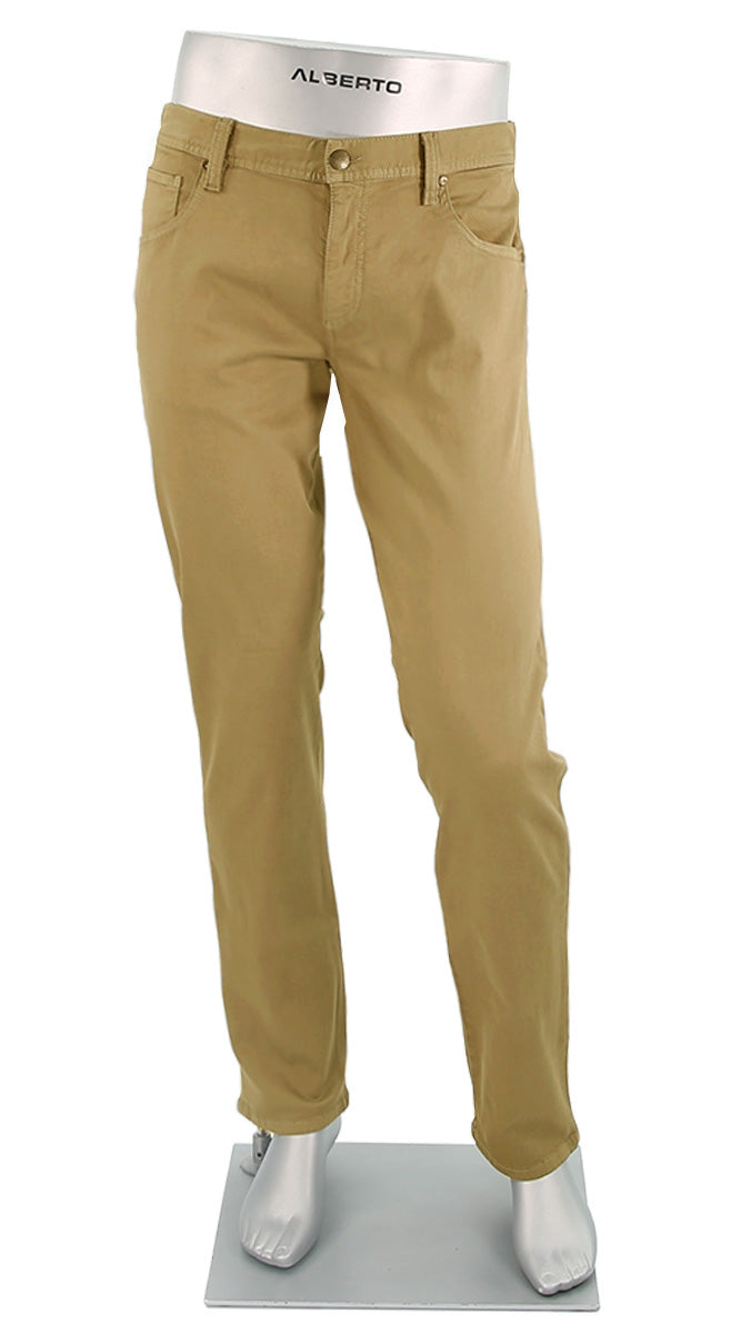 Alberto Pipe Stretch Colored Denim Camel - Alberto Pants USA 