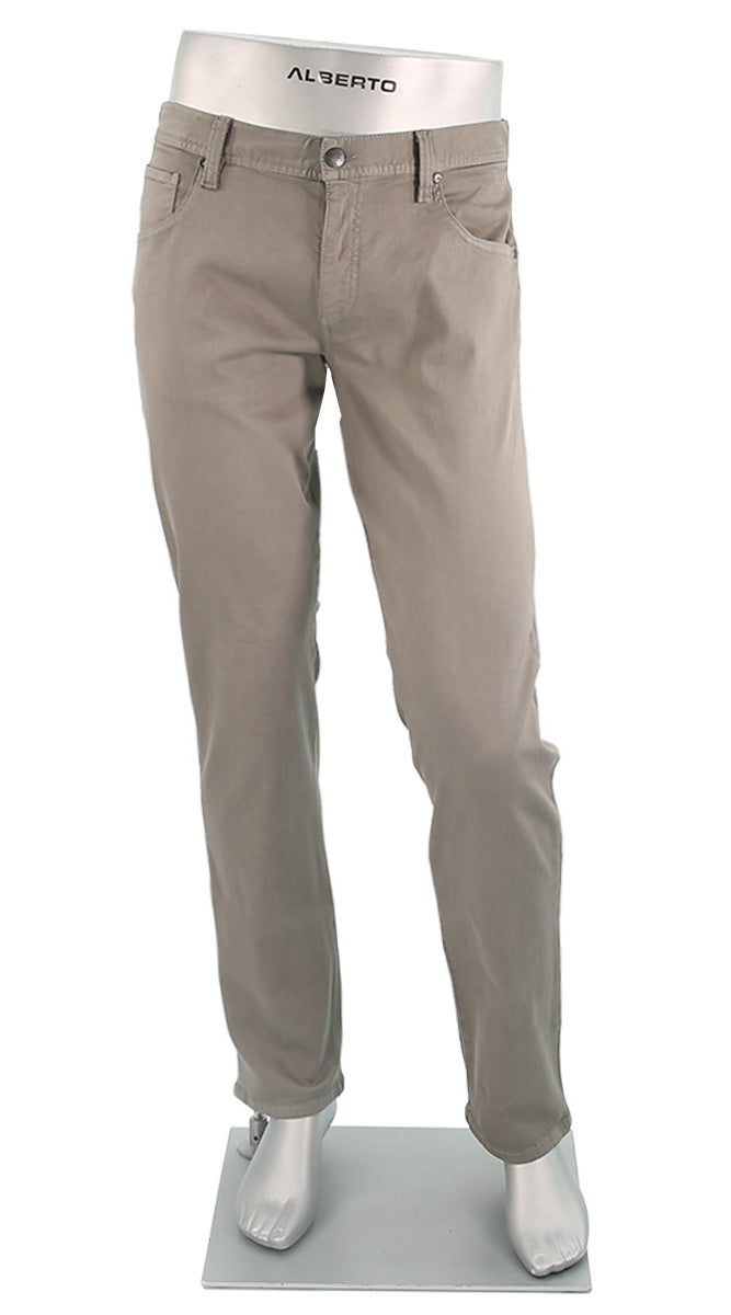 Alberto Pipe Stretch Colored Denim Pewter - Alberto Pants USA 