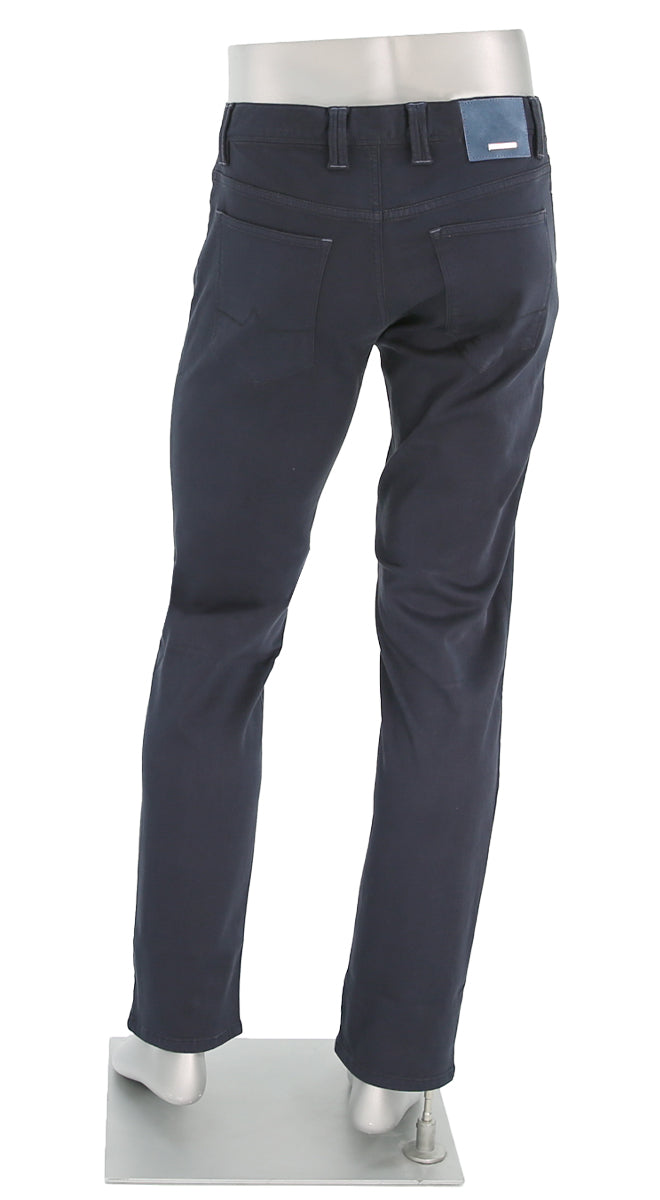 Alberto Pipe Stretch Colored Denim Navy Back View 