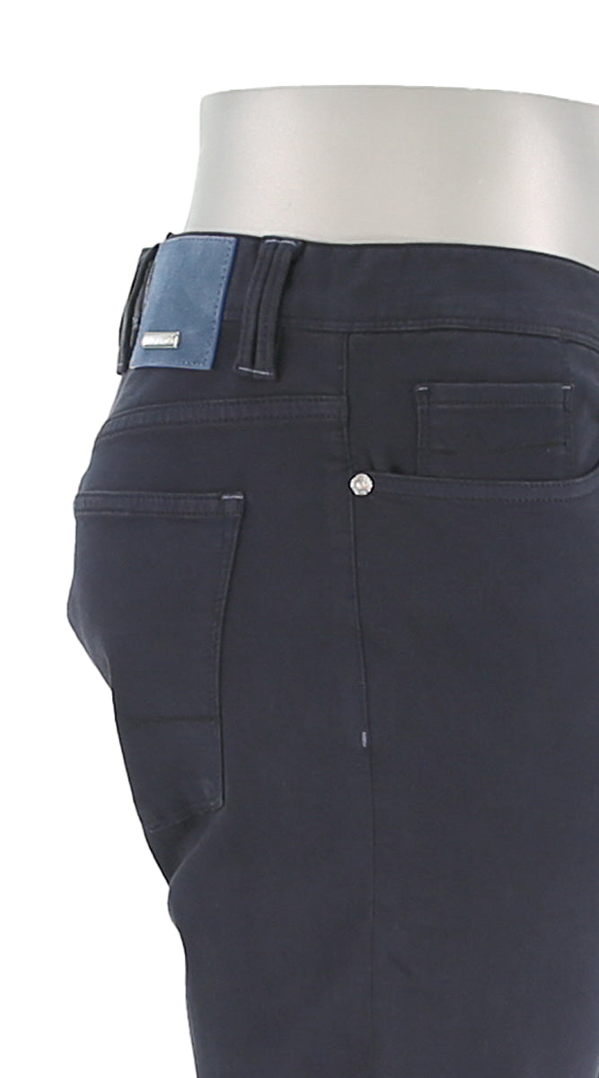 Alberto Pipe Stretch Colored Denim Navy Closer Side View