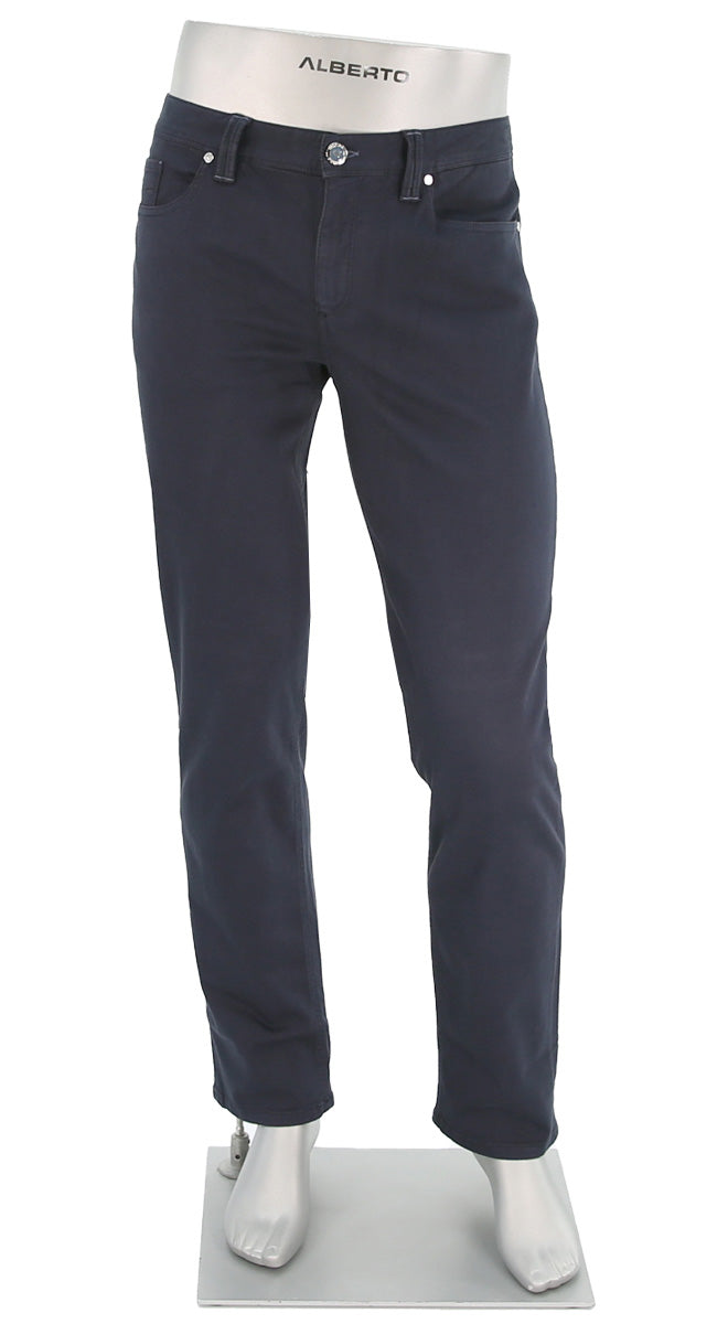 Alberto Pipe Stretch Colored Denim Navy - Alberto Pants USA