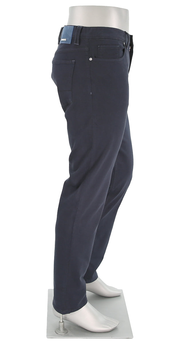 Alberto Pipe Stretch Colored Denim Navy Side View 