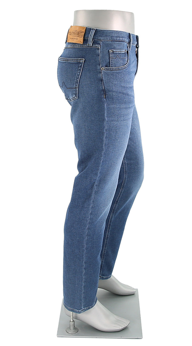 Alberto Stone Jersey Denim Blue Pants Side View 