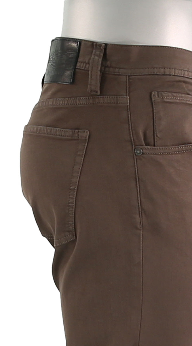 Alberto Pipe Stretch Colored Denim Tobacco Pants Closer Side View 