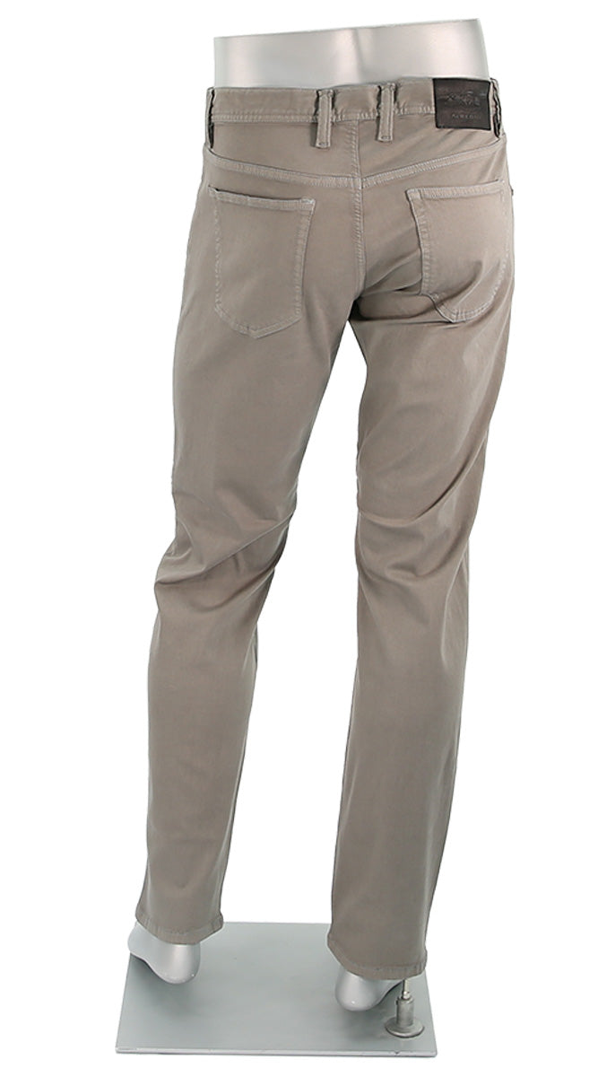 Alberto Pipe Stretch Denim Pewter Pants Back View 