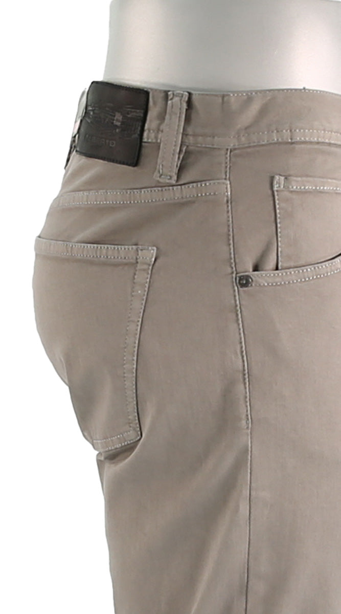 Alberto Pipe Stretch Denim Pewter Closer Side View 