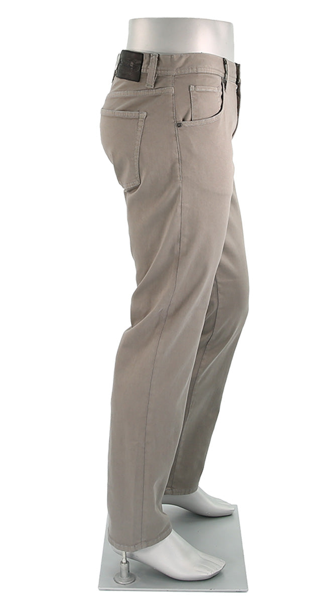 Alberto Pipe Stretch Denim Pewter Pants Side View 