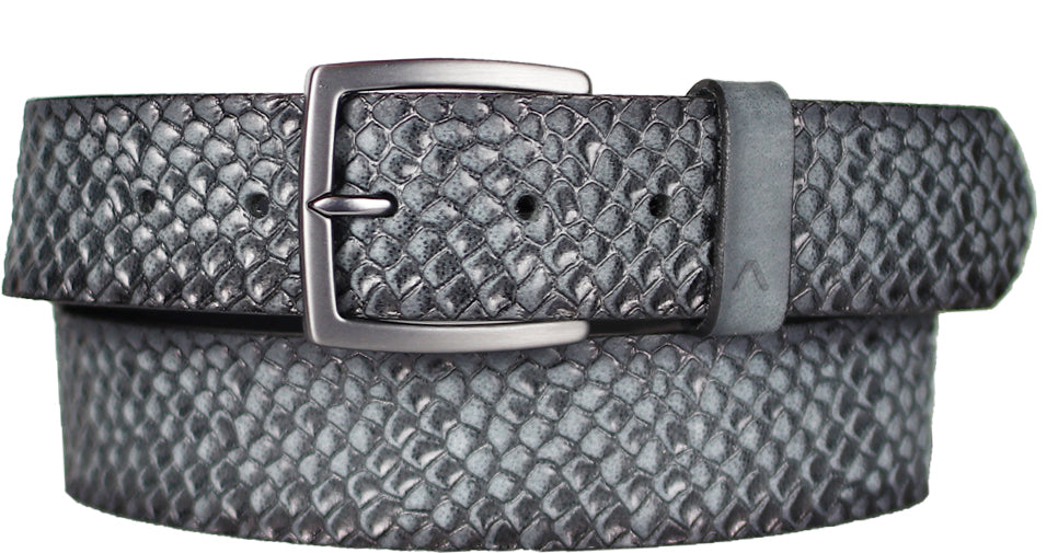 Alberto Grant Leather Belt Grey - Alberto Belts USA