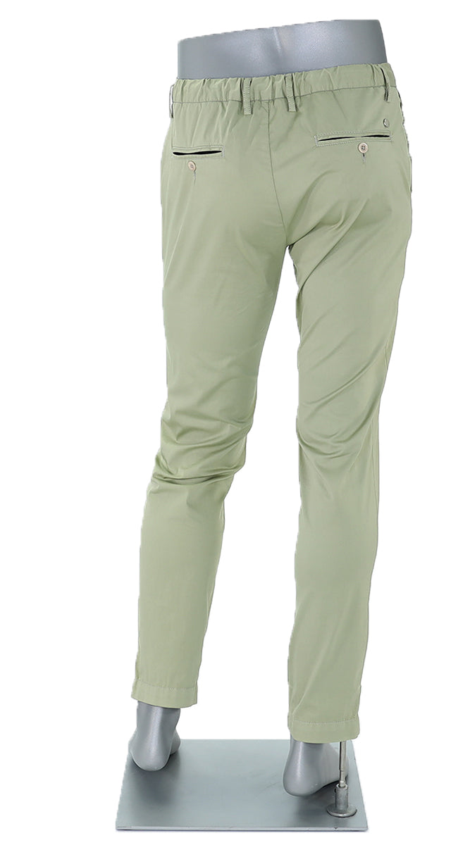 Alberto Cotton Super Light Slim Pant Sage Back View