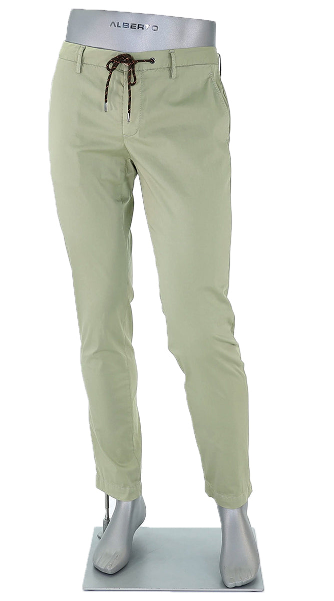 Alberto Cotton Super Light Slim Pant Sage - Alberto Pants USA