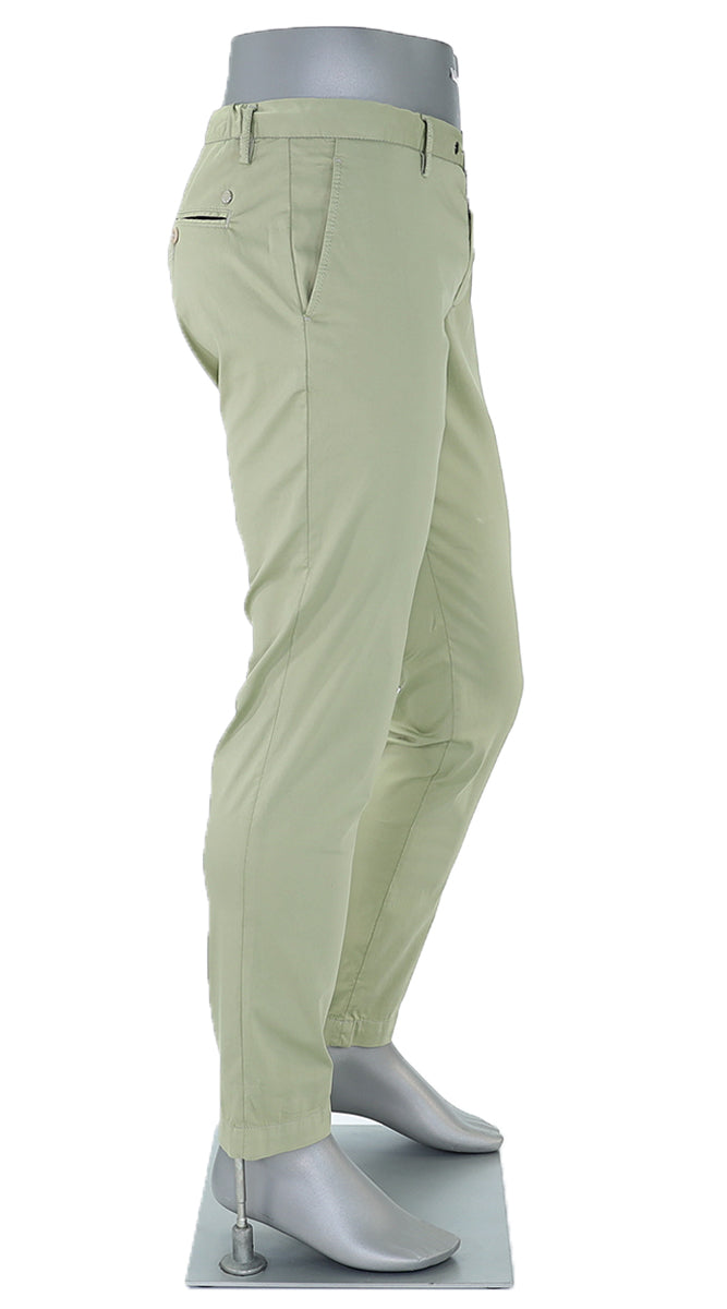 Alberto Cotton Super Light Slim Pant Sage Side View