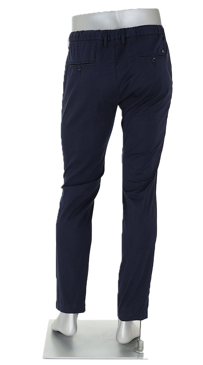 Alberto Cotton Super Light Slim Pant Navy Back View